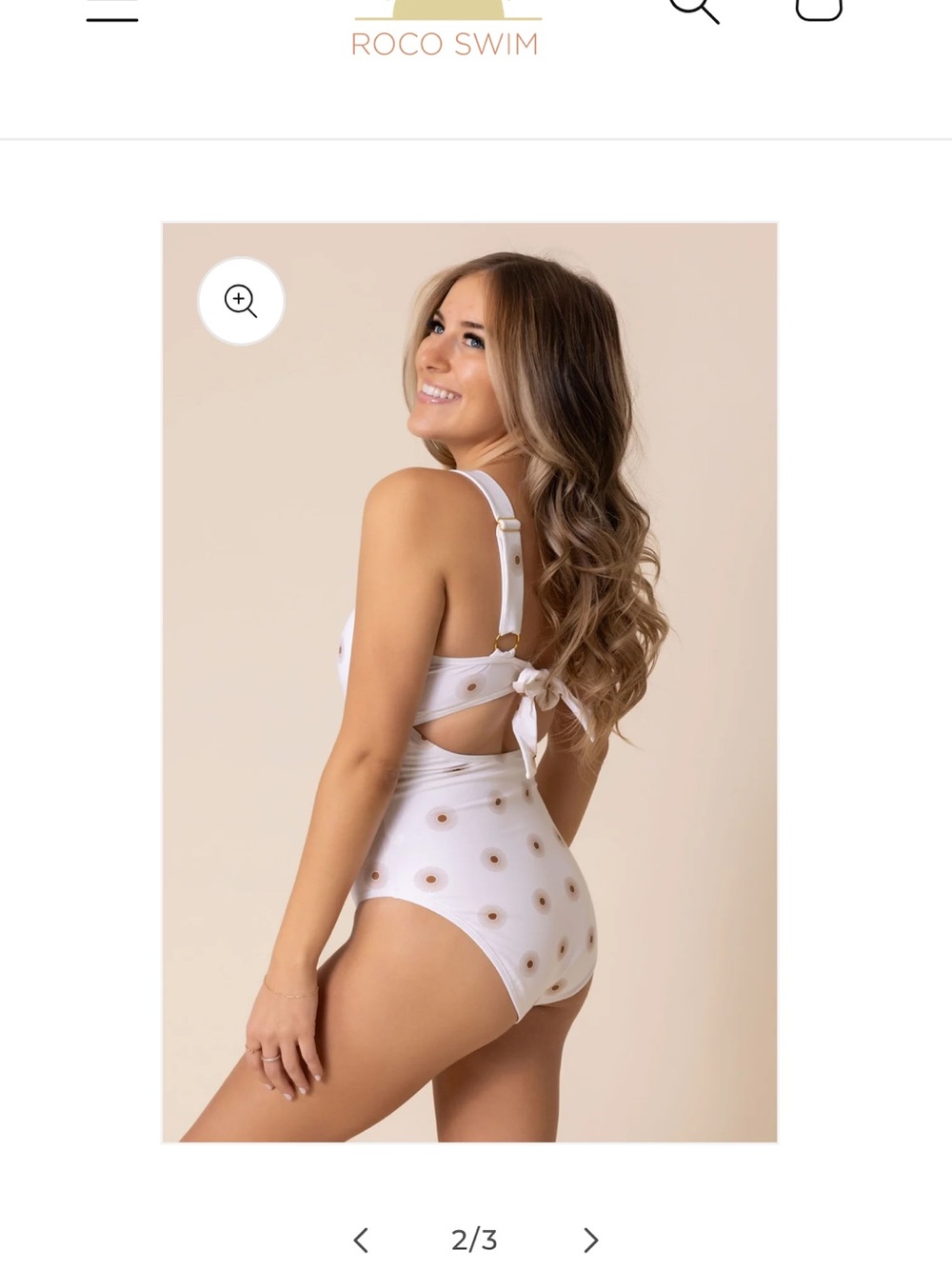 Beige Floral One-Piece Swimsuit with Front Zip